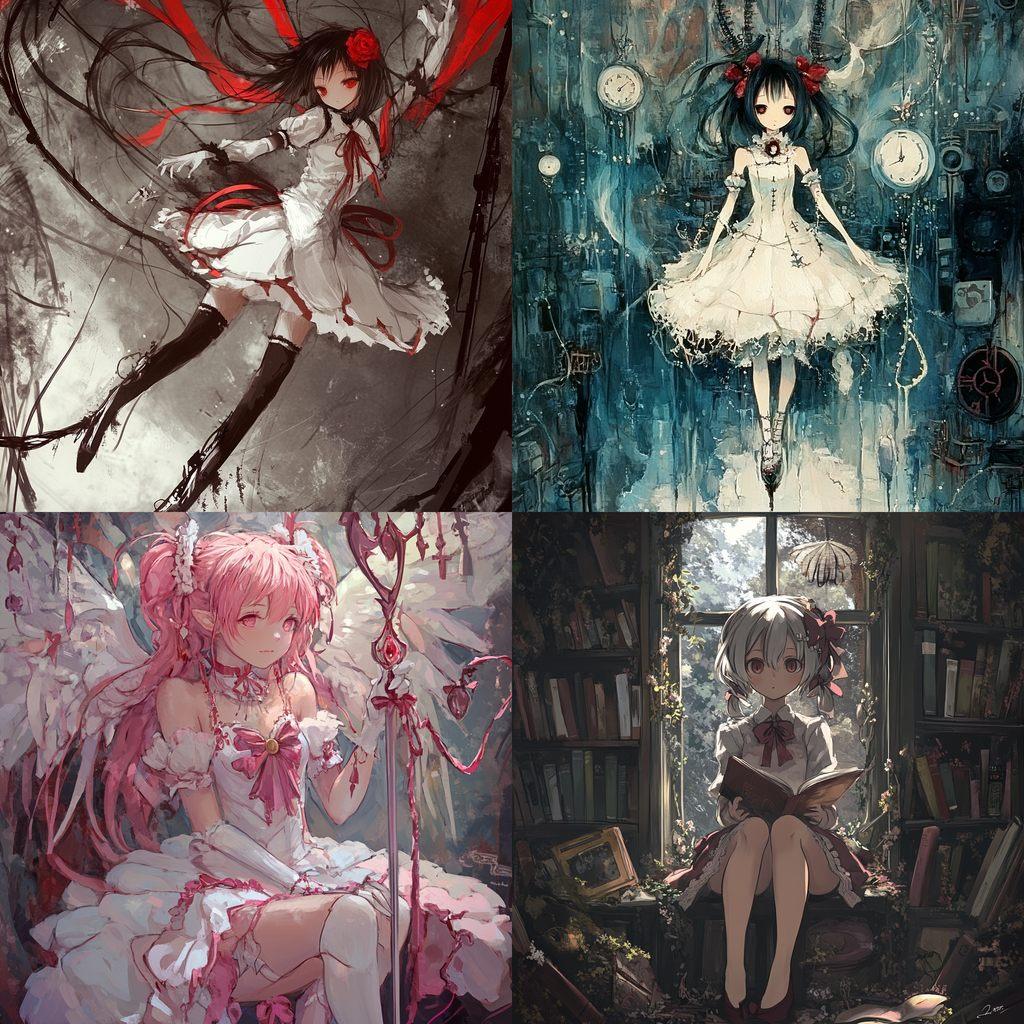 Madoka Magica style, Midjourney V6.1, render 1 of 4