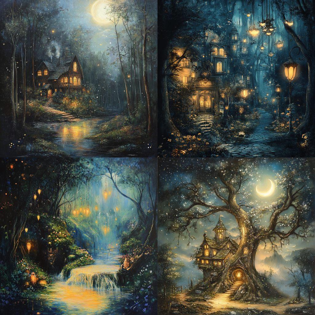 Magical atmosphere style, Midjourney V6.1, render 1 of 4