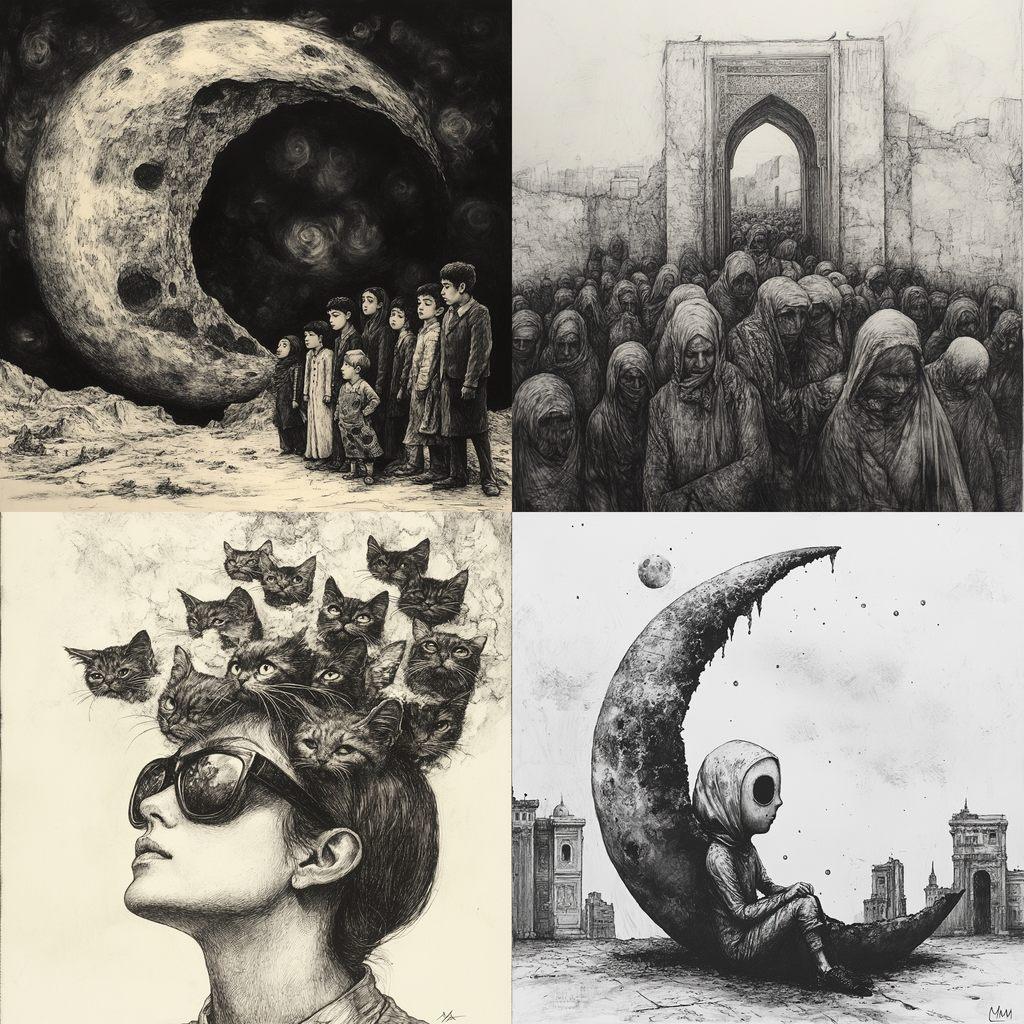 Mana Neyestani style, Midjourney V6.1, render 1 of 4