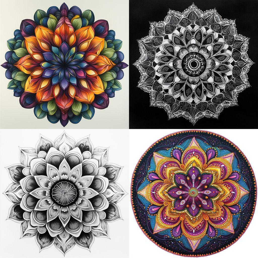 Mandala style, Midjourney V6.1, render 1 of 4