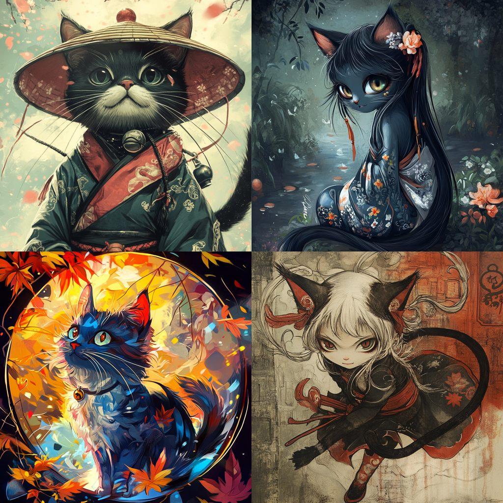 Maneki-neko style, Midjourney V6.1, render 1 of 4