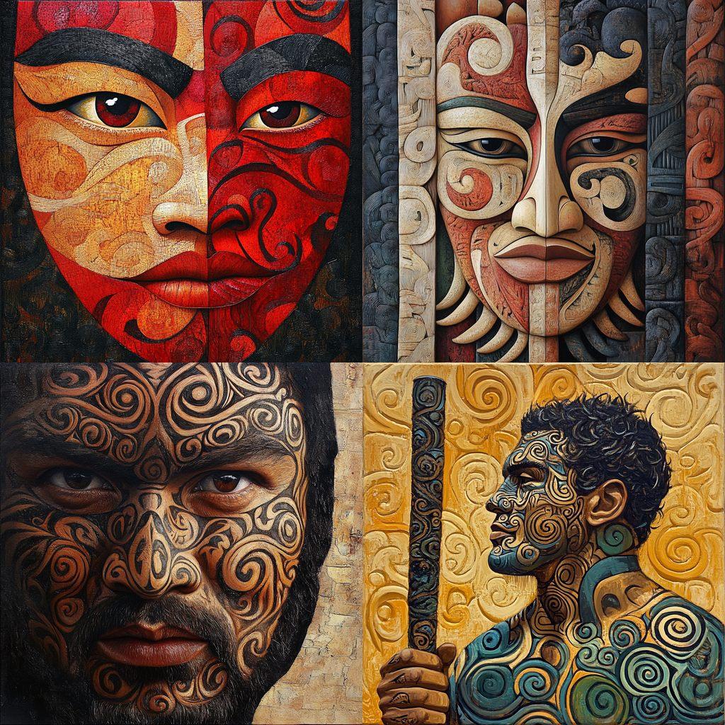 Maori art style, Midjourney V6.1, render 1 of 4