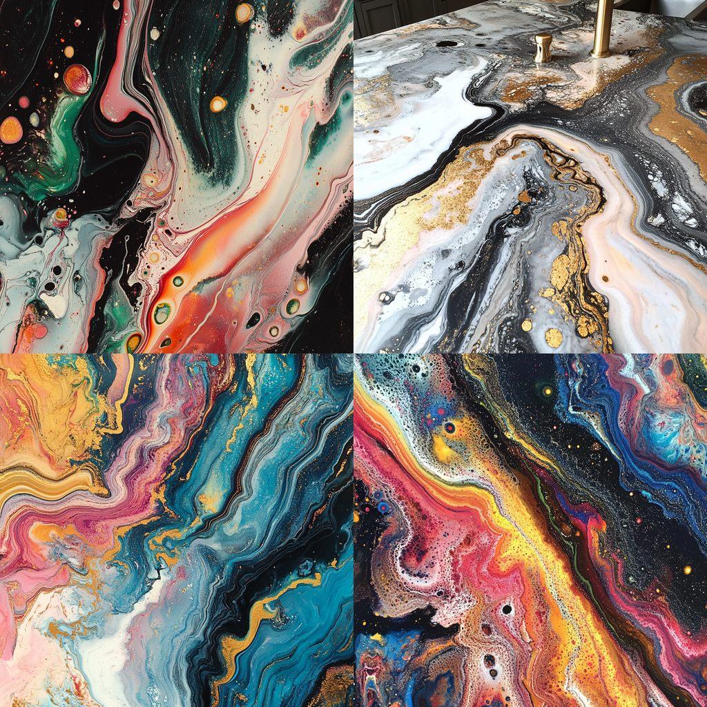 Marbling style, Midjourney V6.1, render 1 of 4