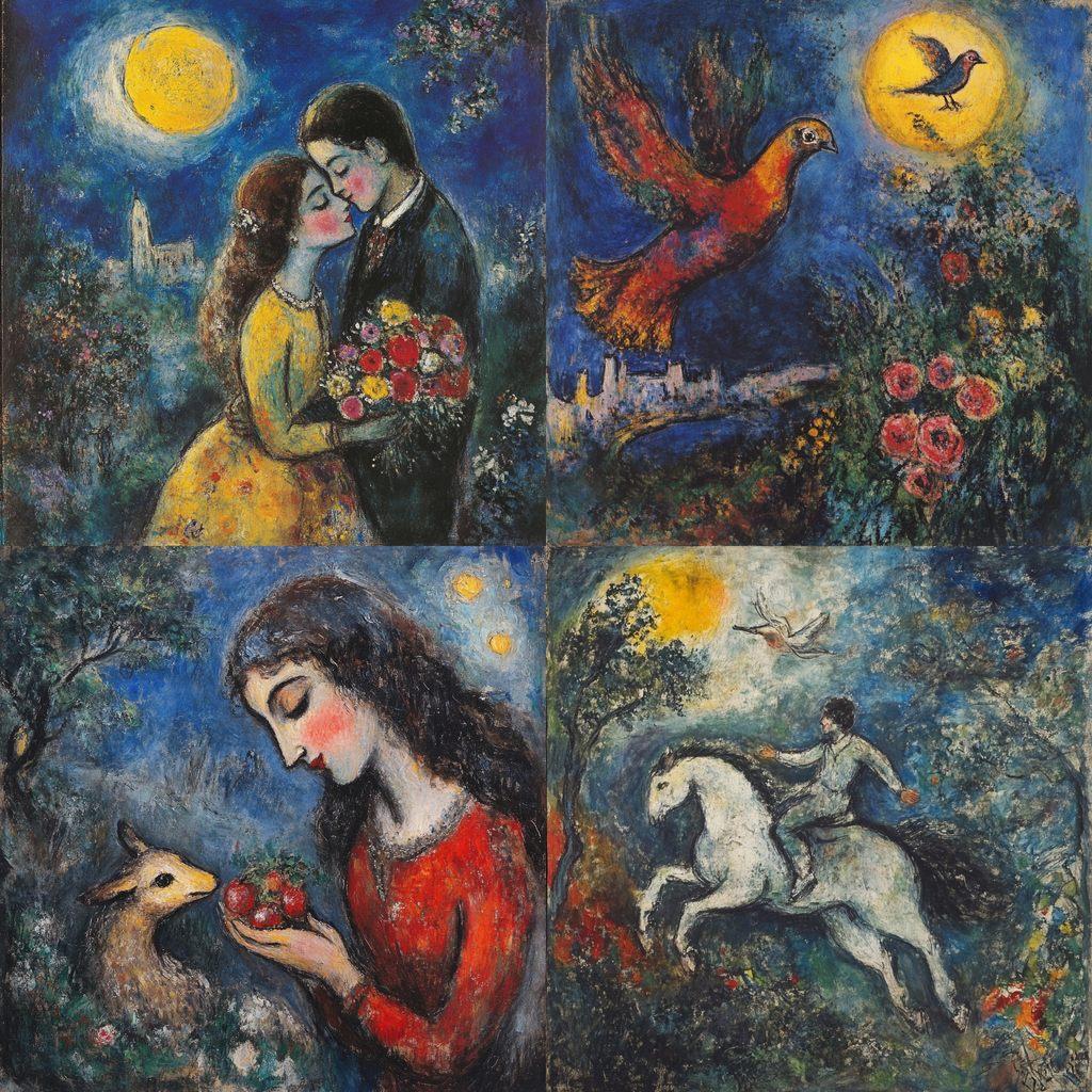 Marc Chagall style, Midjourney V6.1, render 1 of 4