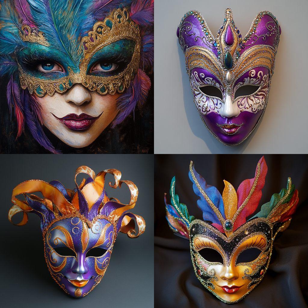 Mardi gras mask style, Midjourney V6.1, render 1 of 4