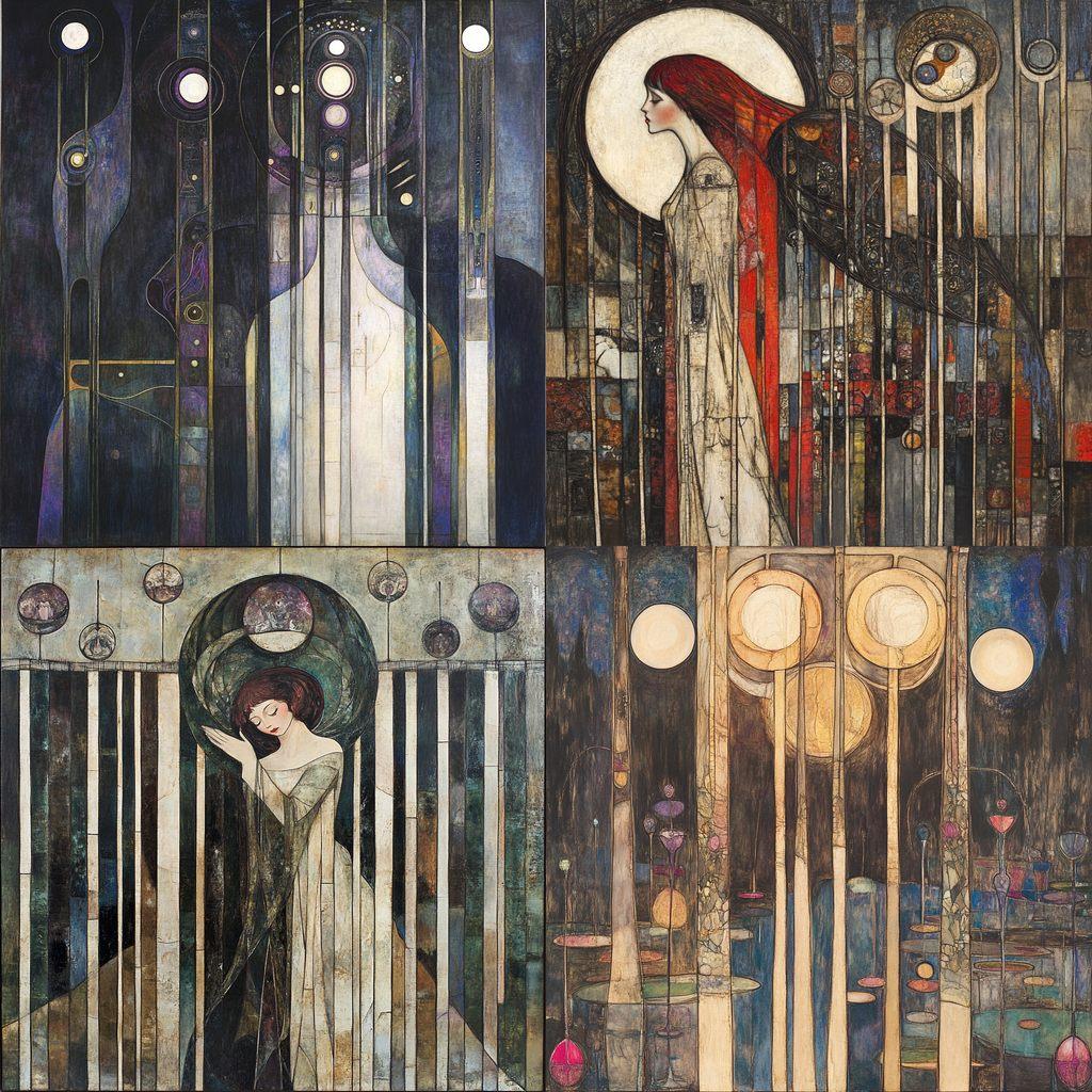 Margaret Macdonald Mackintosh style, Midjourney V6.1, render 1 of 4