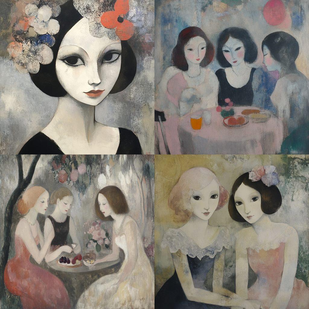 Marie Laurencin style, Midjourney V6.1, render 1 of 4