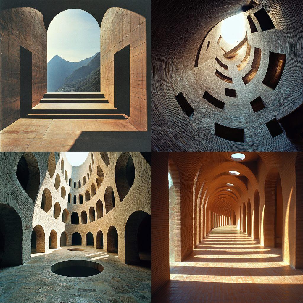 Mario Botta style, Midjourney V6.1, render 1 of 4