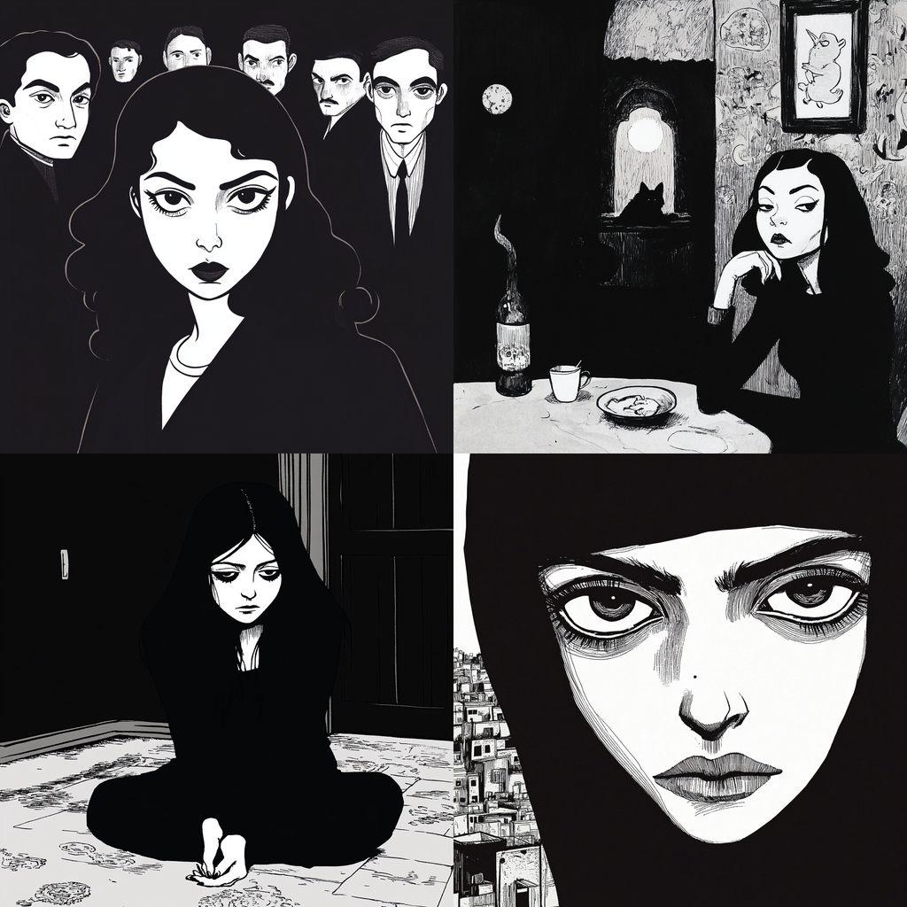 Marjane Satrapi style, Midjourney V6.1, render 1 of 4