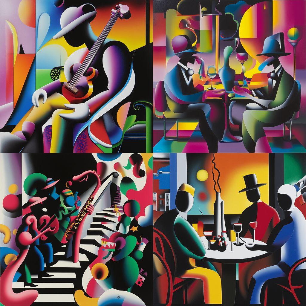 Mark Kostabi style, Midjourney V6.1, render 1 of 4