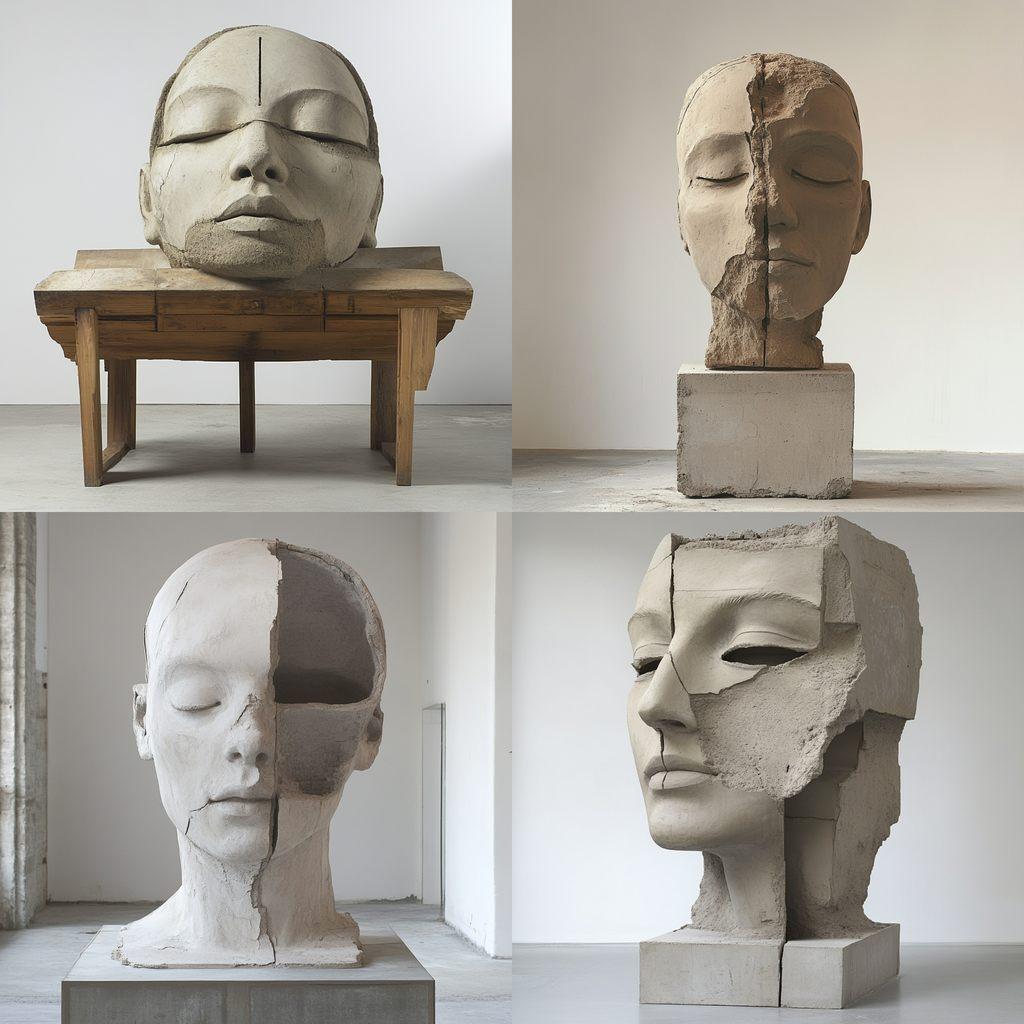 Mark Manders style, Midjourney V6.1, render 1 of 4