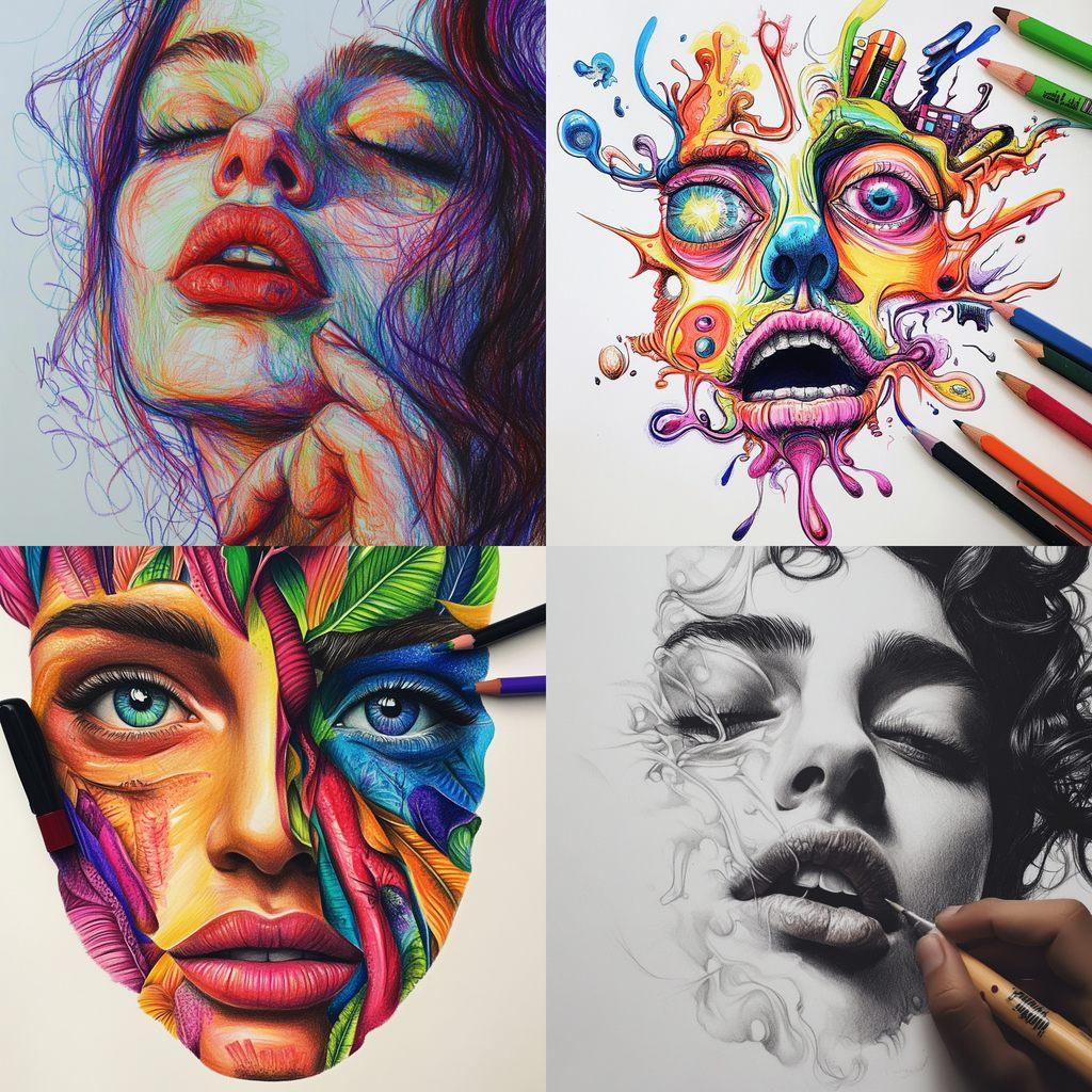 Marker drawing style, Midjourney V6.1, render 1 of 4