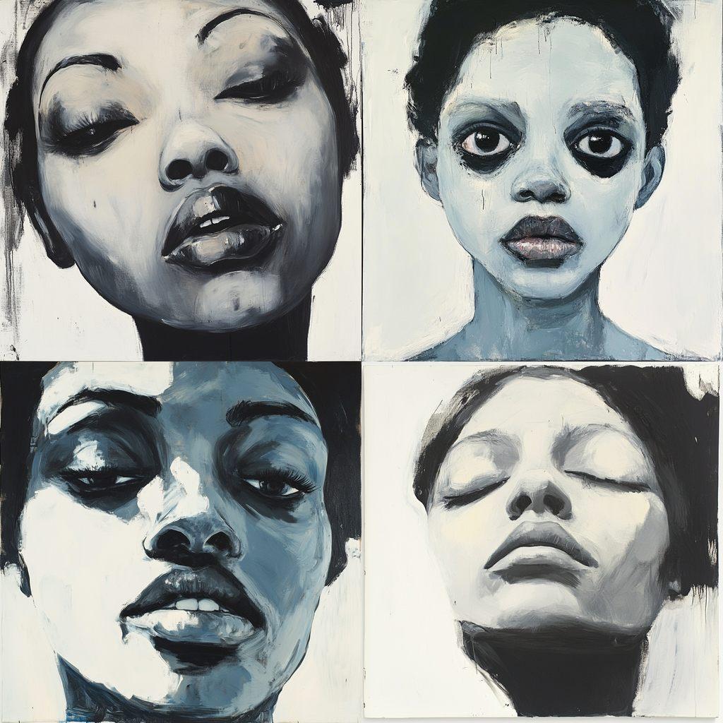 Marlene Dumas style, Midjourney V6.1, render 1 of 4