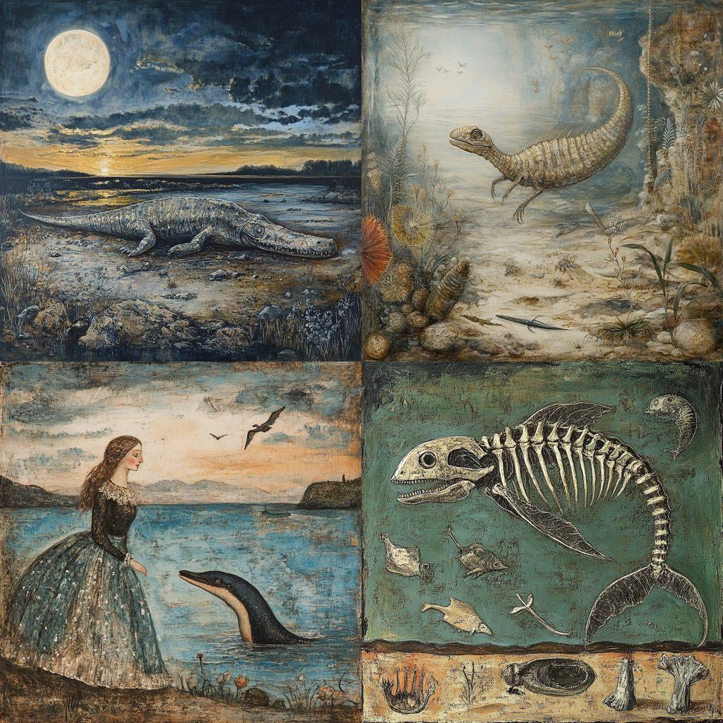 Mary Anning style, Midjourney V6.1, render 1 of 4