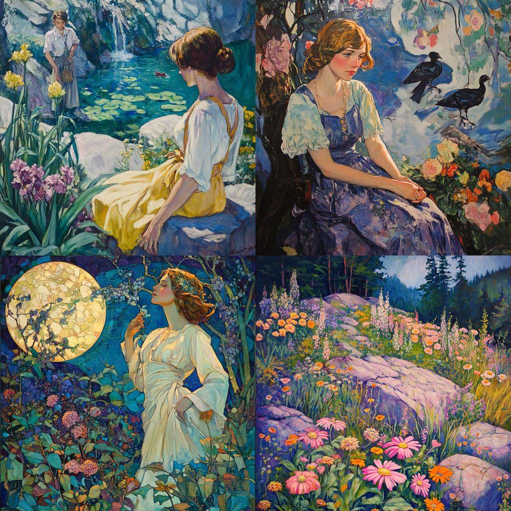 Mary Bradish Titcomb style, Midjourney V6.1, render 1 of 4