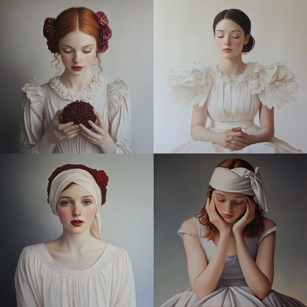 Mary Jane Ansell style, Midjourney V6.1, render 1 of 4