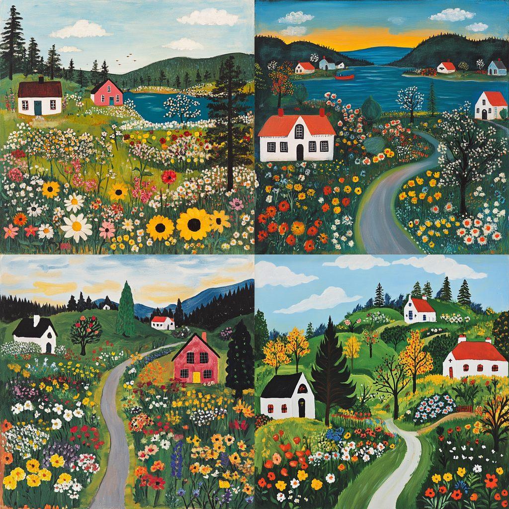 Maud Lewis style, Midjourney V6.1, render 1 of 4
