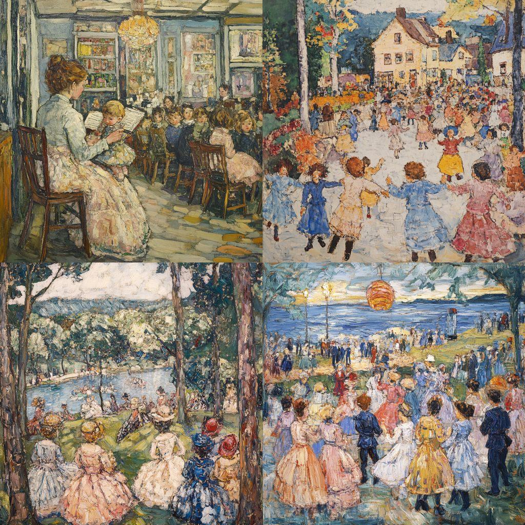 Maurice Prendergast style, Midjourney V6.1, render 1 of 4