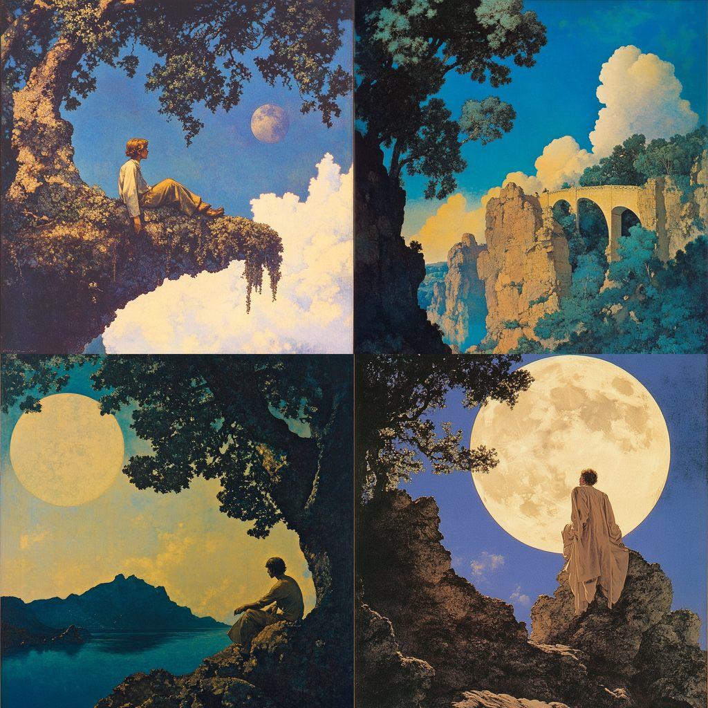 Maxfield Parrish style, Midjourney V6.1, render 1 of 4