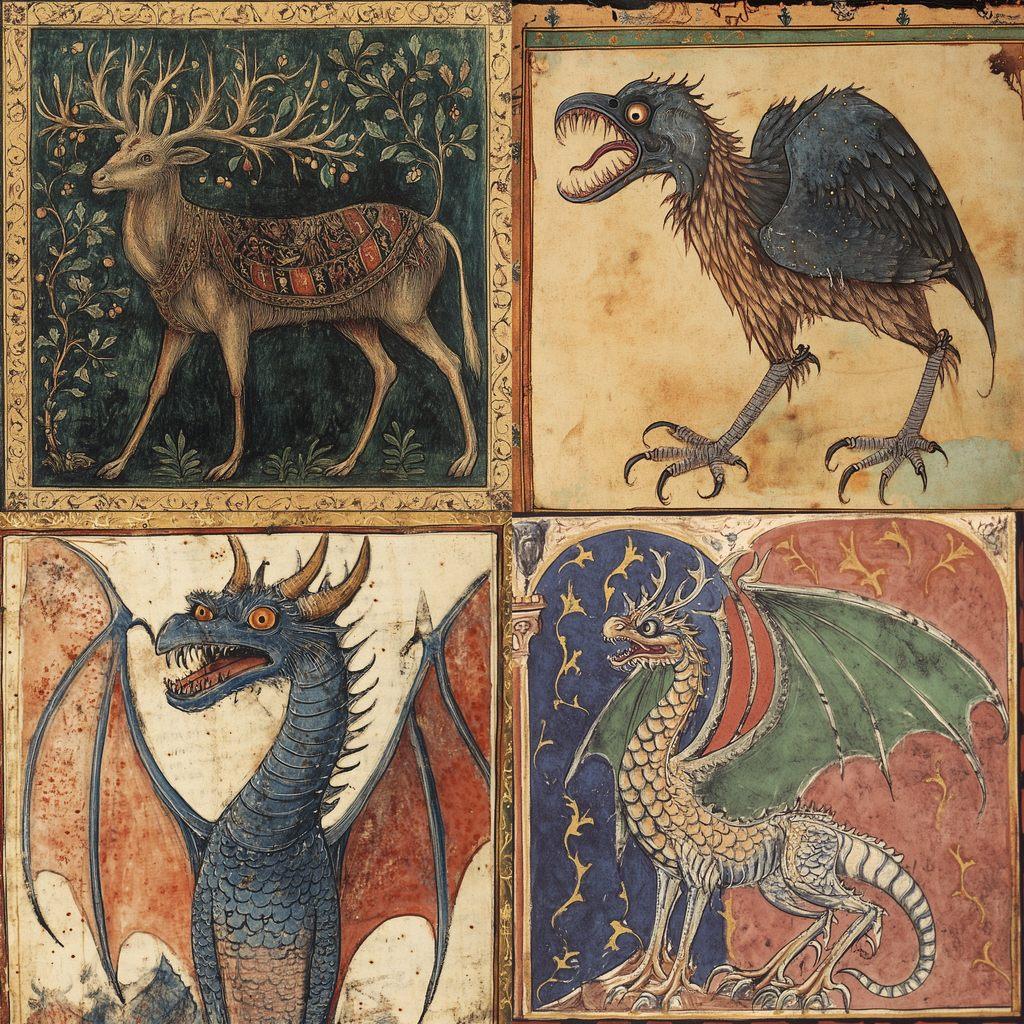 Medieval Bestiary style, Midjourney V6.1, render 1 of 4