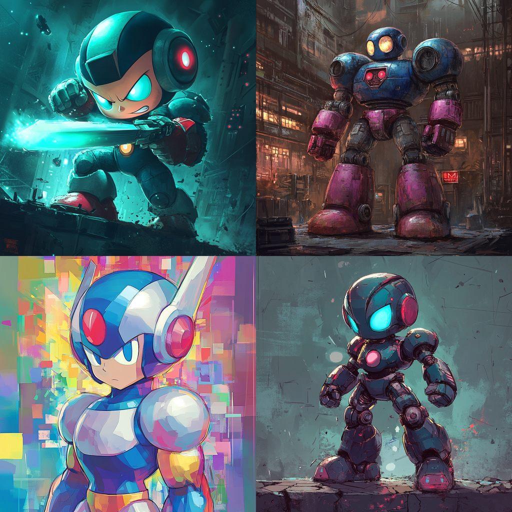 Mega man style, Midjourney V6.1, render 1 of 4