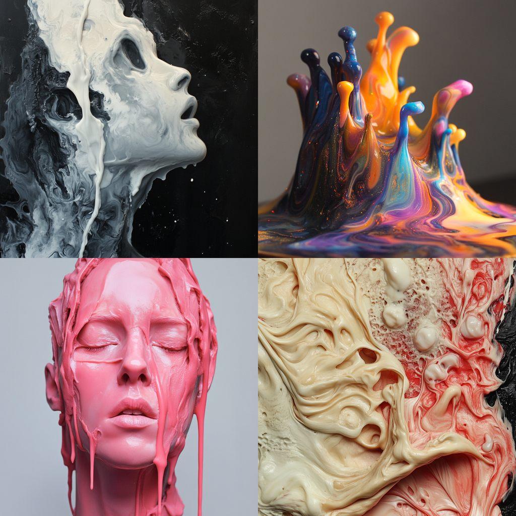 Melting wax style, Midjourney V6.1, render 1 of 4