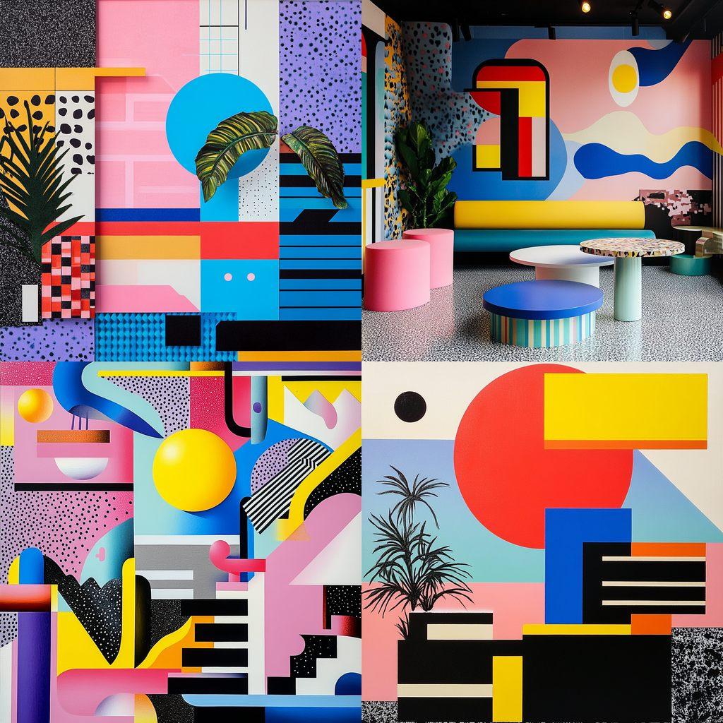 Memphis design style, Midjourney V6.1, render 1 of 4