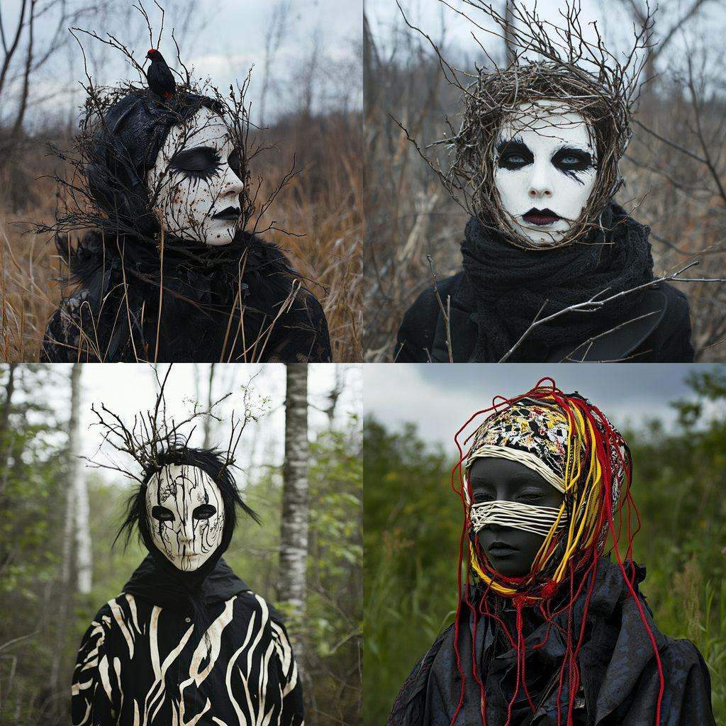 Meryl McMaster style, Midjourney V6.1, render 1 of 4