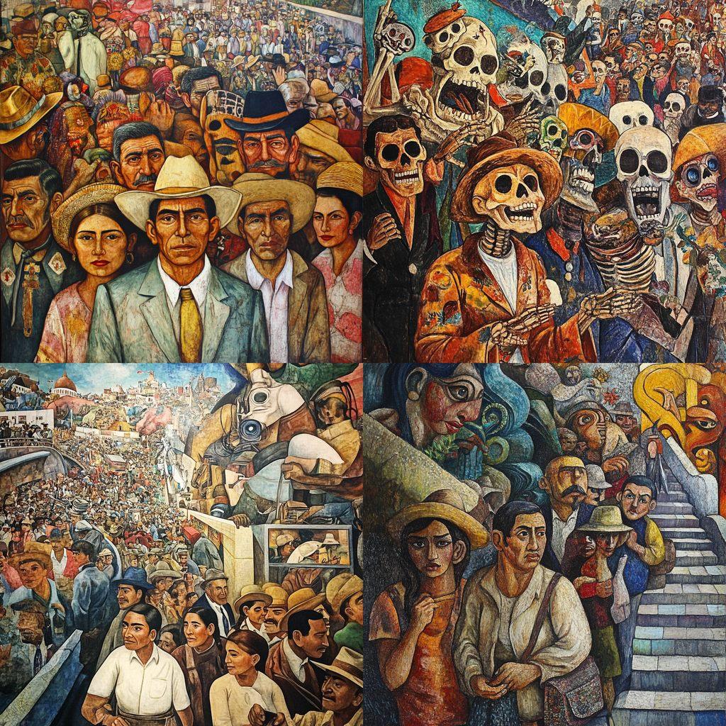 Mexican muralism style, Midjourney V6.1, render 1 of 4