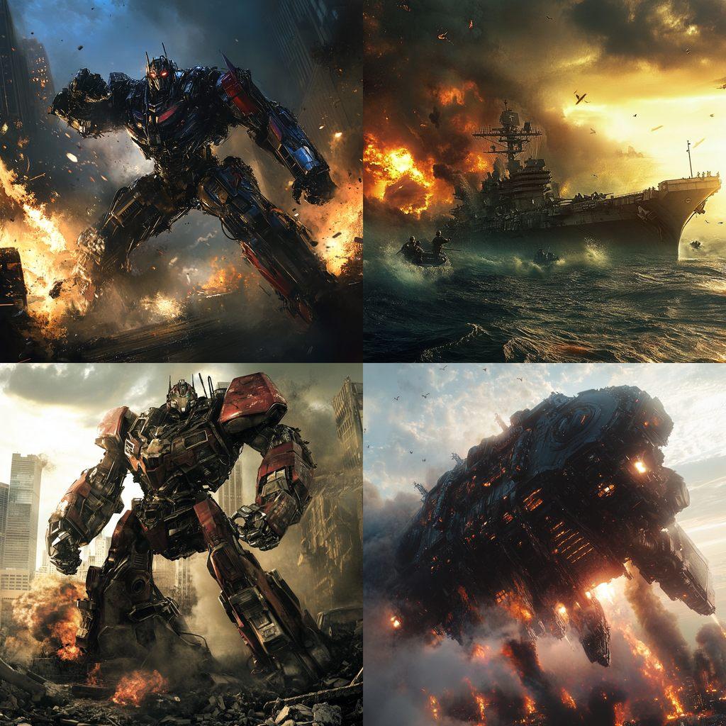 Michael Bay style, Midjourney V6.1, render 1 of 4