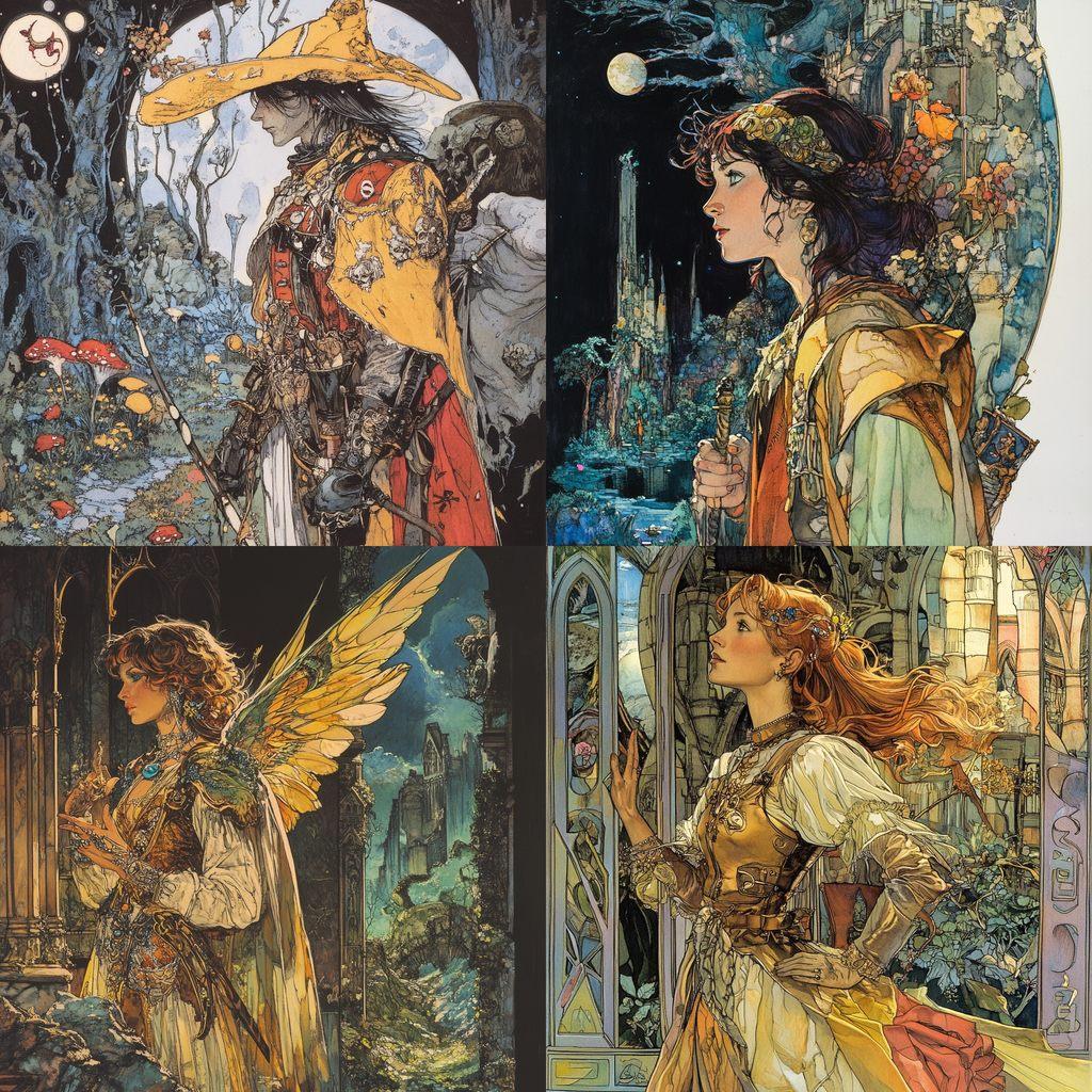 Michael Kaluta style, Midjourney V6.1, render 1 of 4