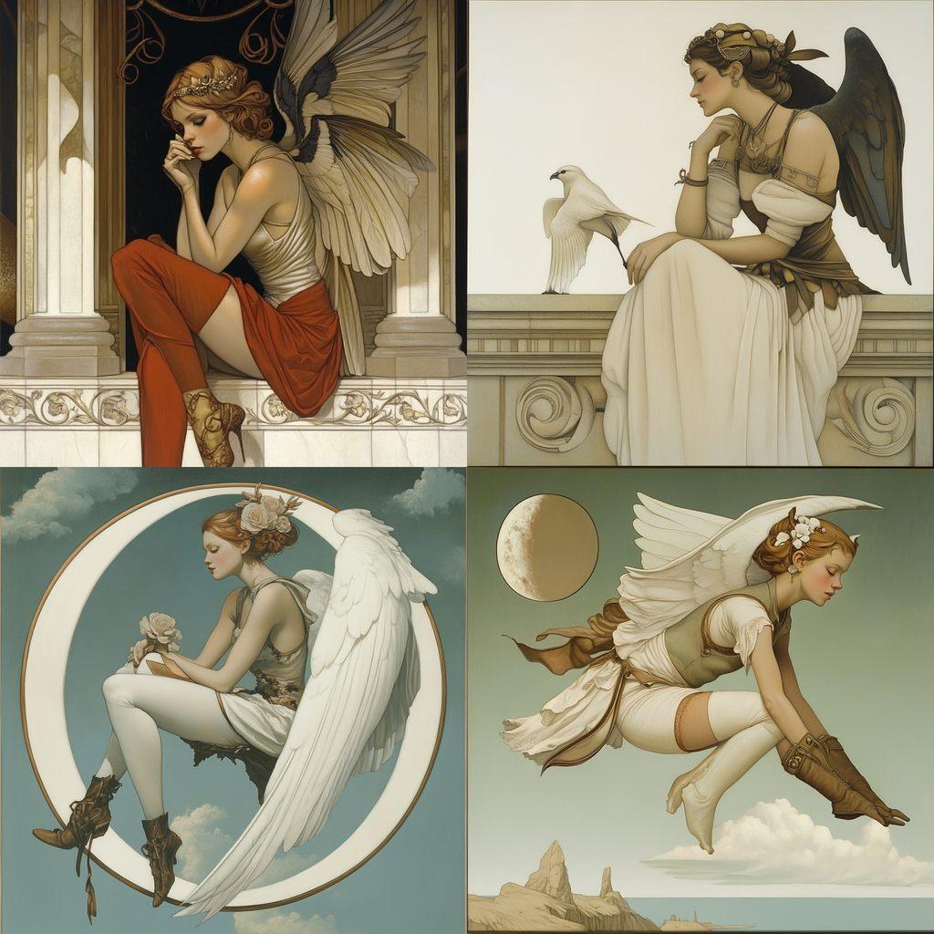 Michael Parkes style, Midjourney V6.1, render 1 of 4