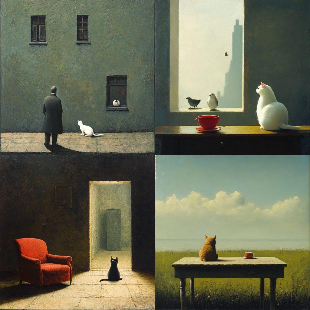 Michael Sowa style, Midjourney V6.1, render 1 of 4