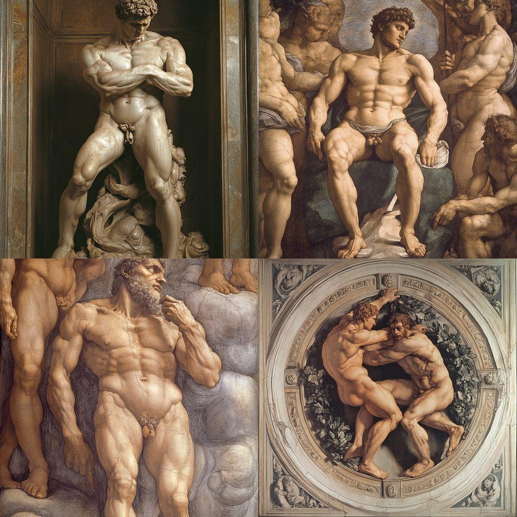 Michelangelo style, Midjourney V6.1, render 1 of 4