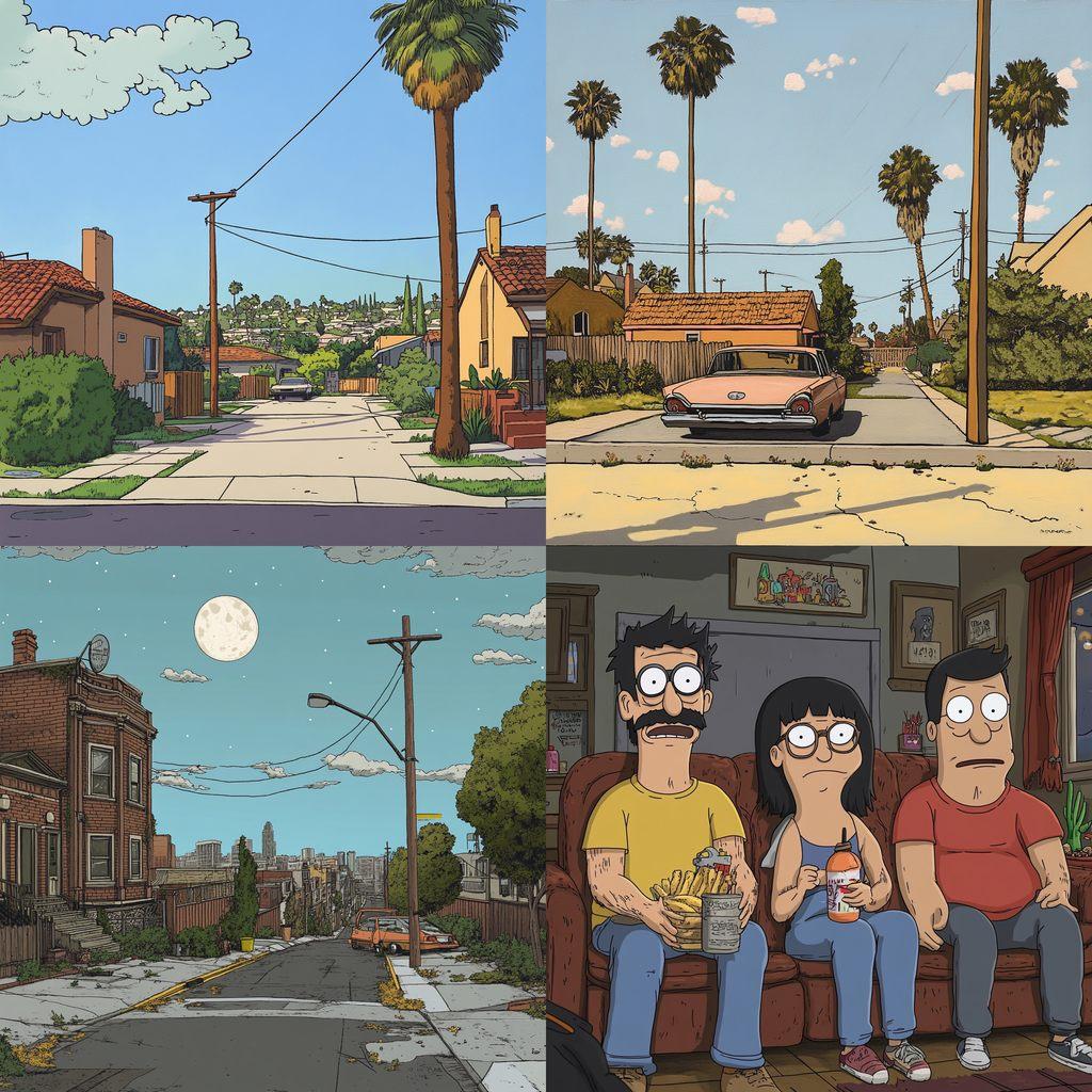 Mike Judge style, Midjourney V6.1, render 1 of 4