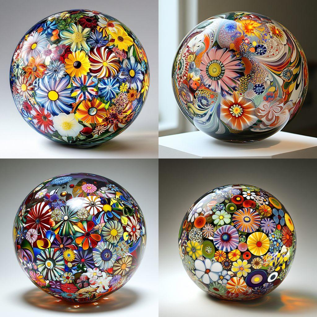 Millefiori glass style, Midjourney V6.1, render 1 of 4