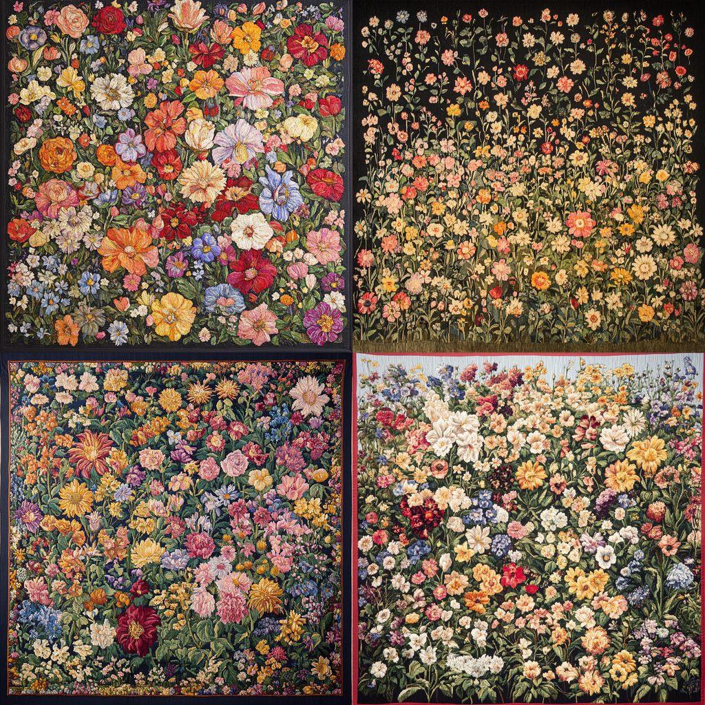 Millefleurs tapestry style, Midjourney V6.1, render 1 of 4