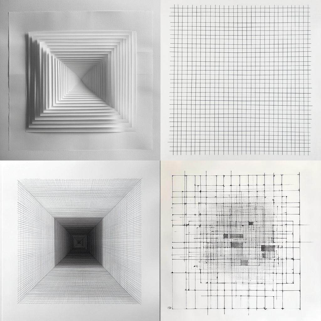 Millimeter squared paper style, Midjourney V6.1, render 1 of 4