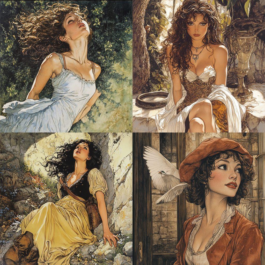 Milo Manara style, Midjourney V6.1, render 1 of 4