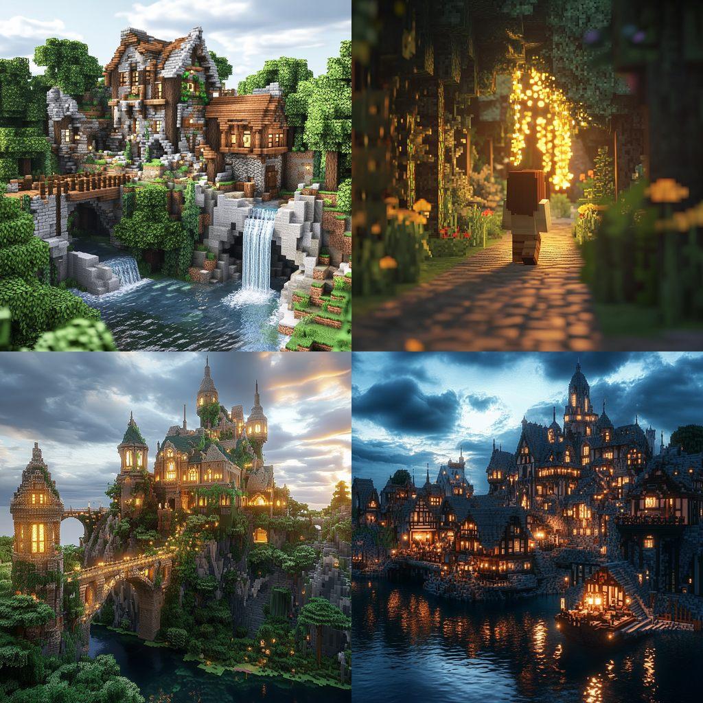 Minecraft style, Midjourney V6.1, render 1 of 4