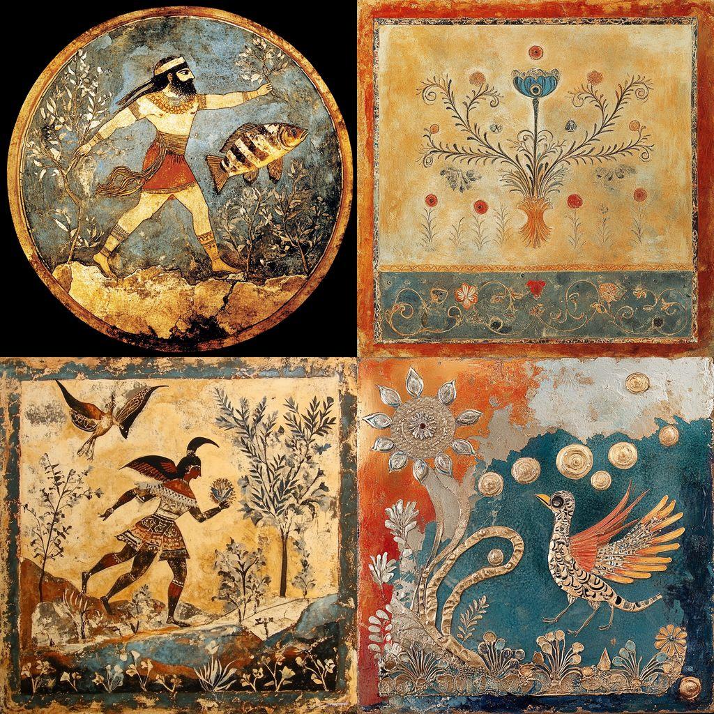 Minoan art style, Midjourney V6.1, render 1 of 4