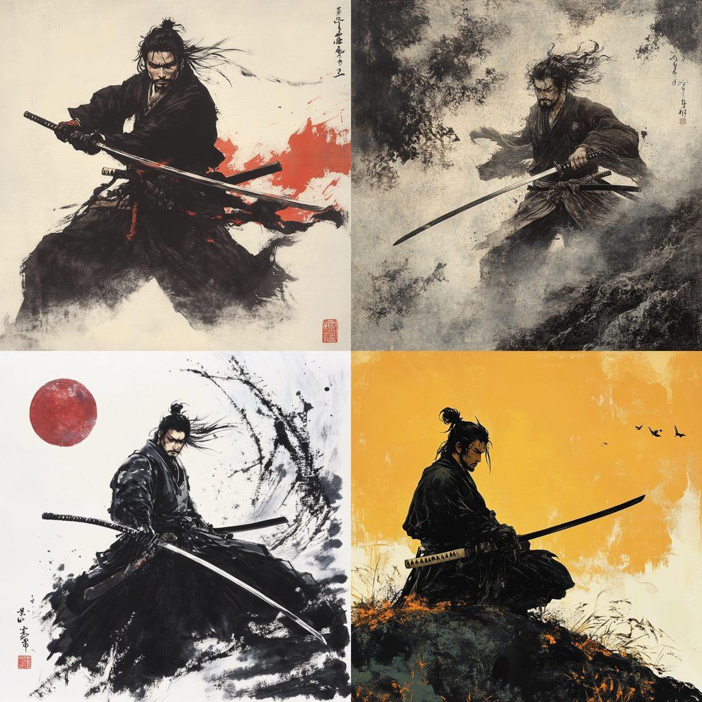 Miyamoto Musashi style, Midjourney V6.1, render 1 of 4