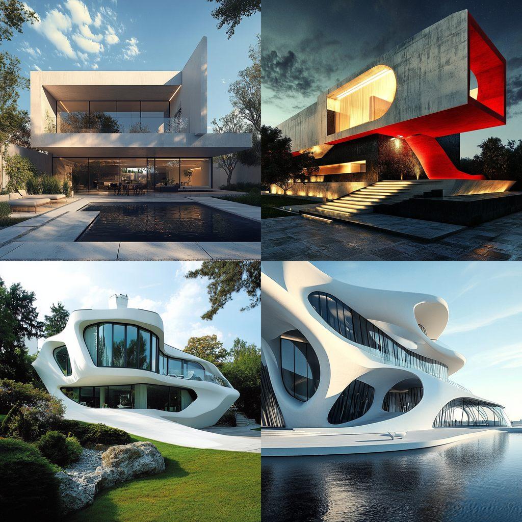 Modern architecture style, Midjourney V6.1, render 1 of 4