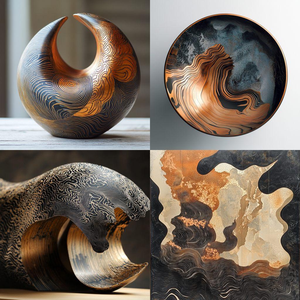 Mokume-gane style, Midjourney V6.1, render 1 of 4
