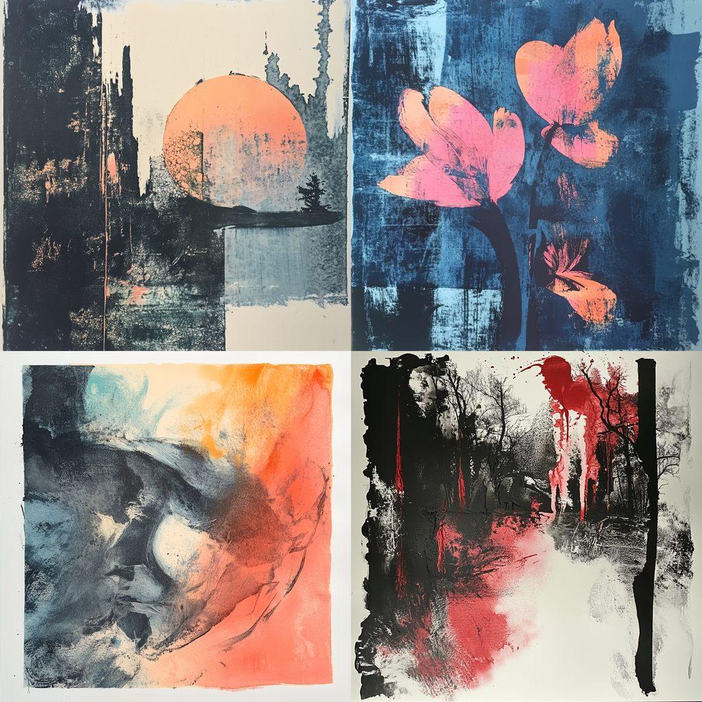 Monotype print style, Midjourney V6.1, render 1 of 4