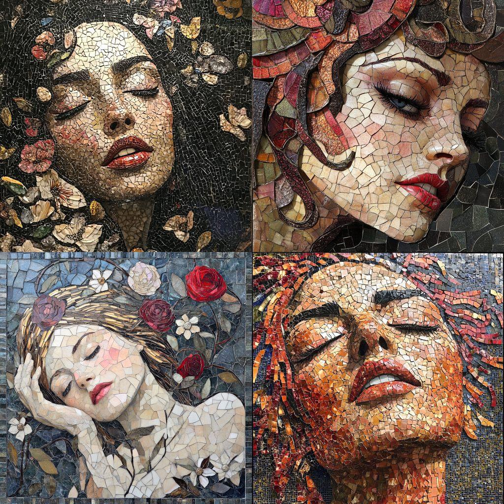 Mosaic style, Midjourney V6.1, render 1 of 4
