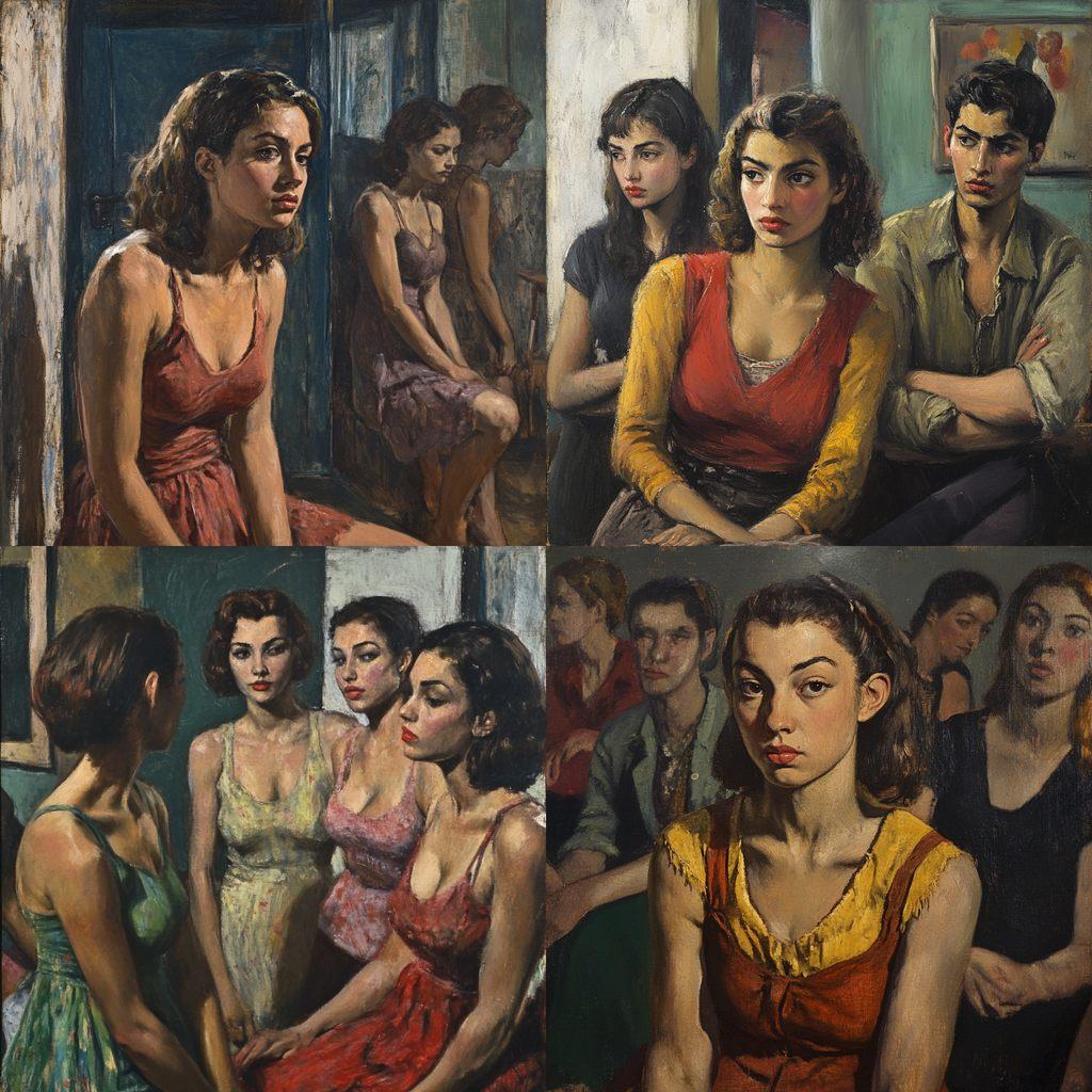 Moses Soyer style, Midjourney V6.1, render 1 of 4