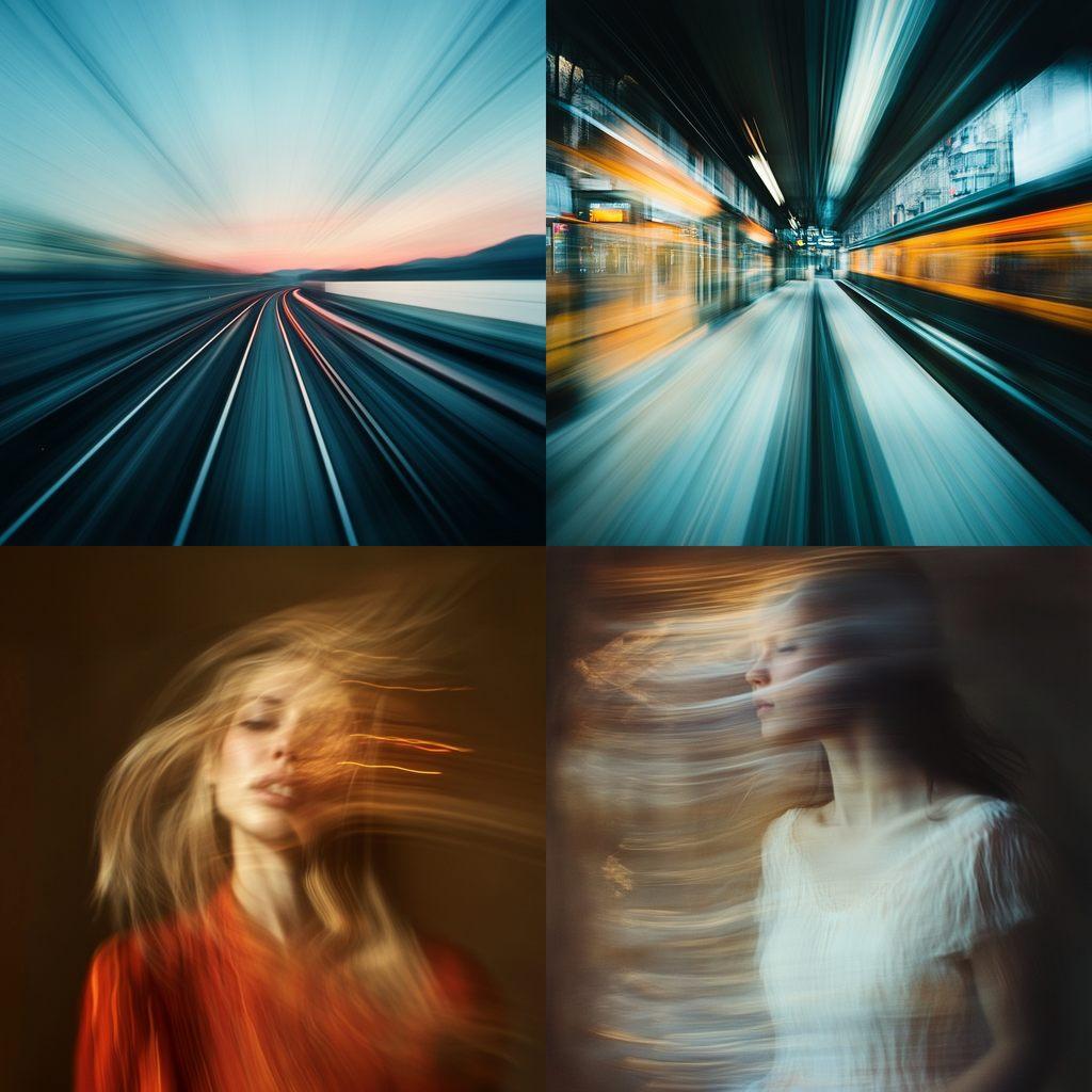Motion blur style, Midjourney V6.1, render 1 of 4