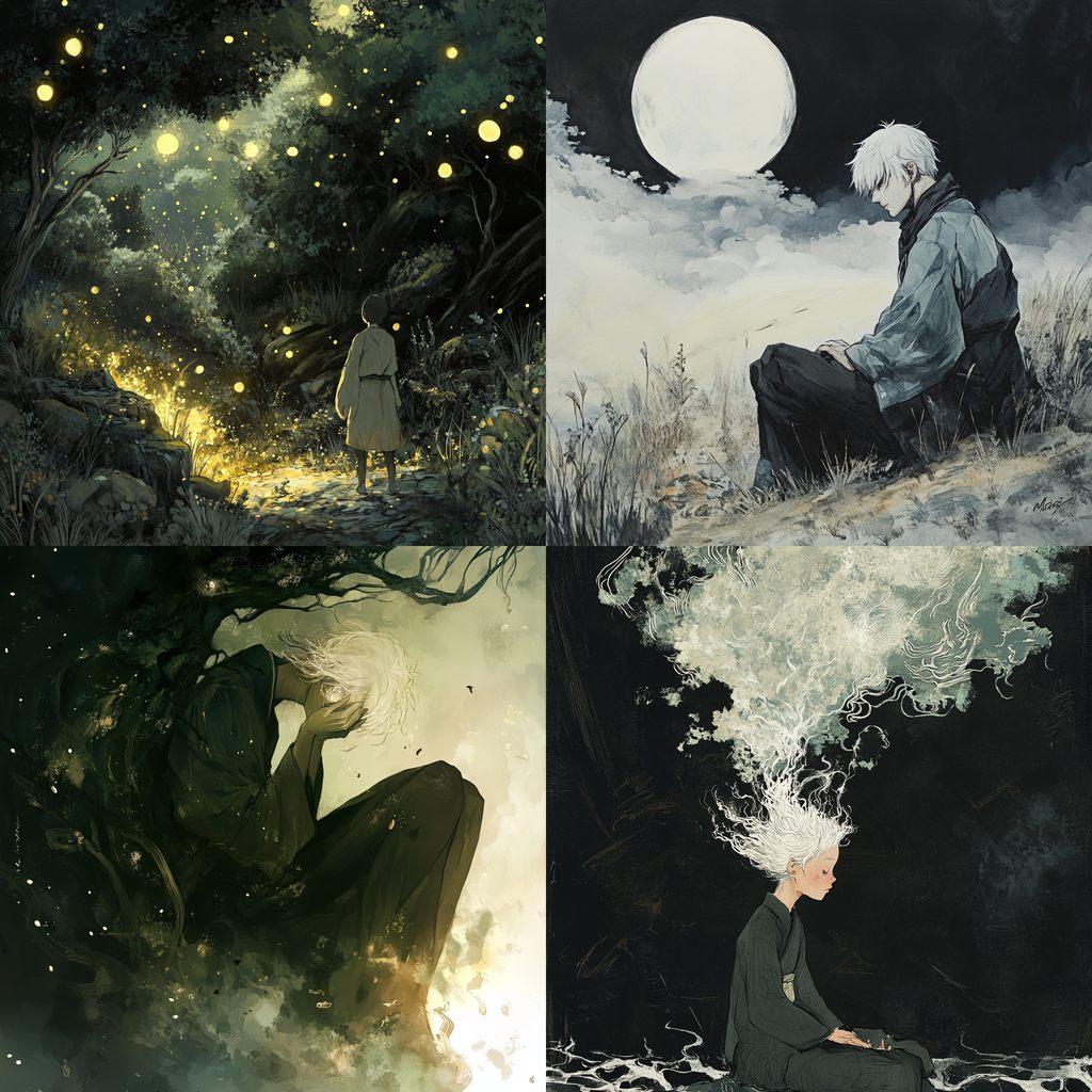 Mushishi style, Midjourney V6.1, render 1 of 4