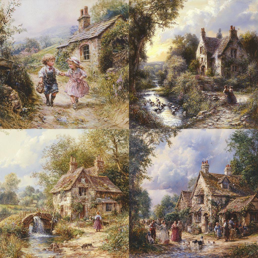 Myles Birket Foster style, Midjourney V6.1, render 1 of 4
